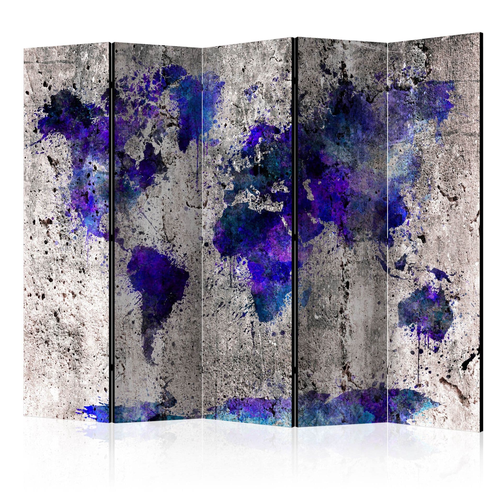 Divisorio - Mappamondo - Macchie d'inchiostro , 5 pezzi - 225x172 cm