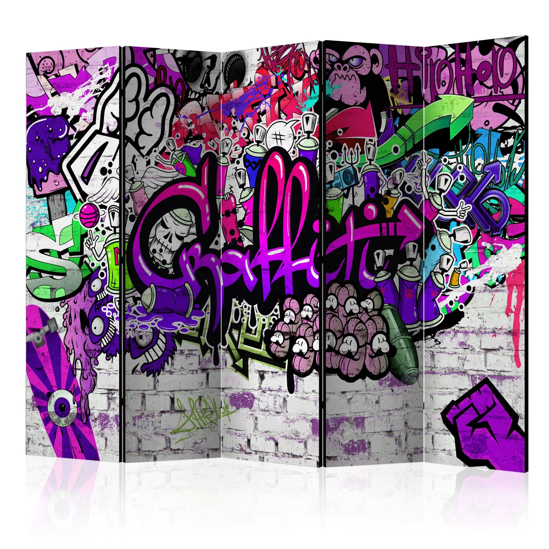 Divisorio - Graffiti viola, 5 pezzi - 225x172 cm