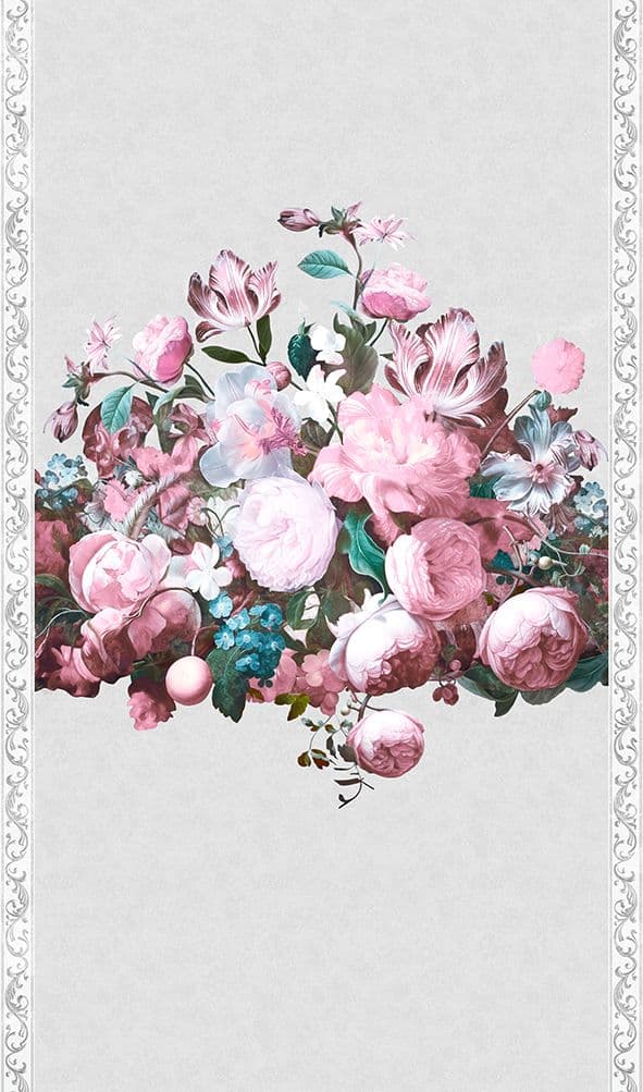 Fotomurale Floral Classic, Romantic opaco in grigio 2,70 x 1,59 m