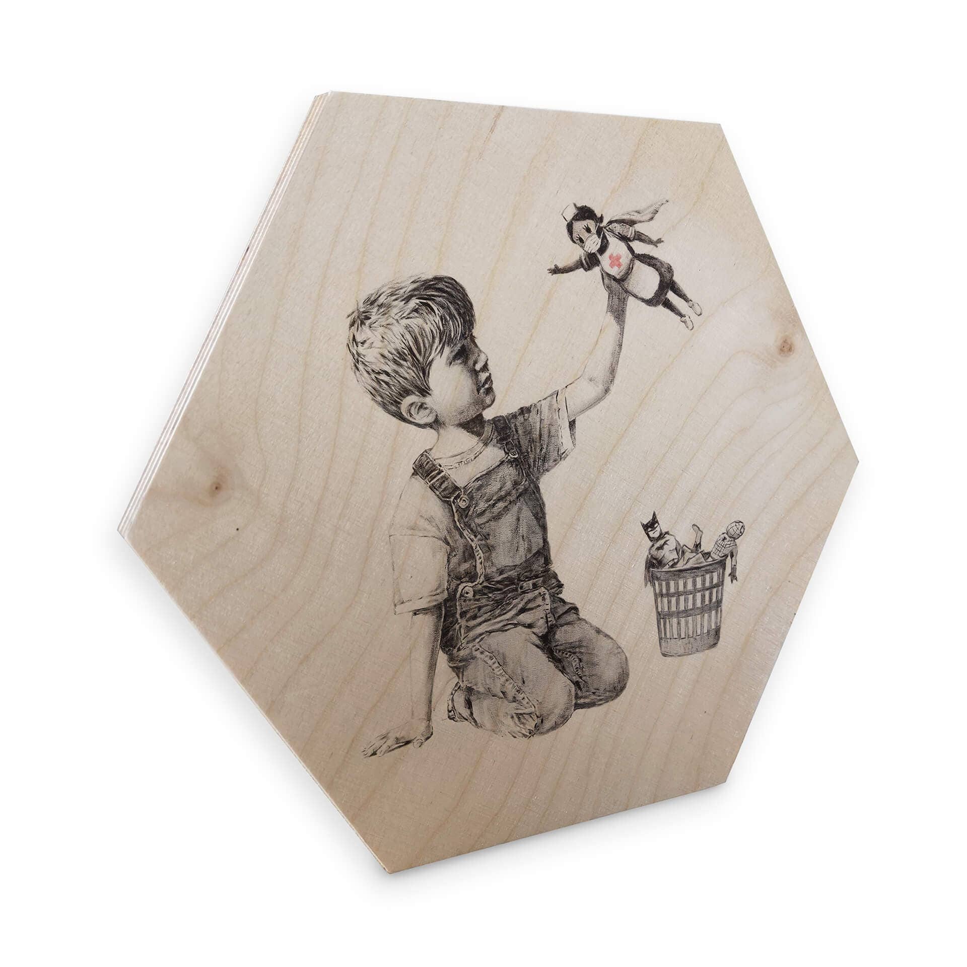 Esagoni in legno Banksy - Real Hero