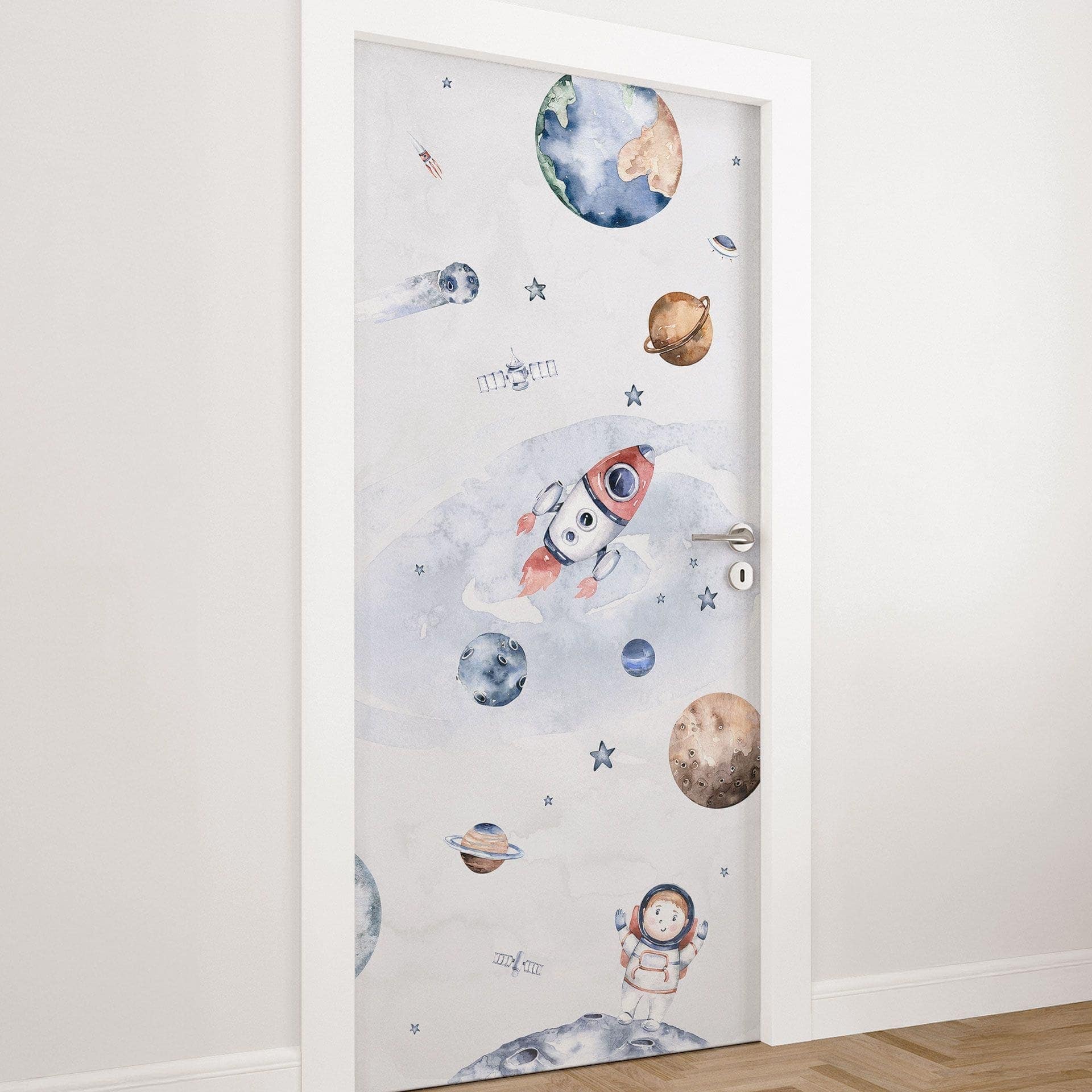 Pellicola per porta per la stanza dei bambini - Space - Kvilis - Decorazione autoadesiva per porte
