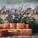 Fotomurale Prato di fiori selvatici con mix di fiori viola e crema 2,7 x 2,65 m