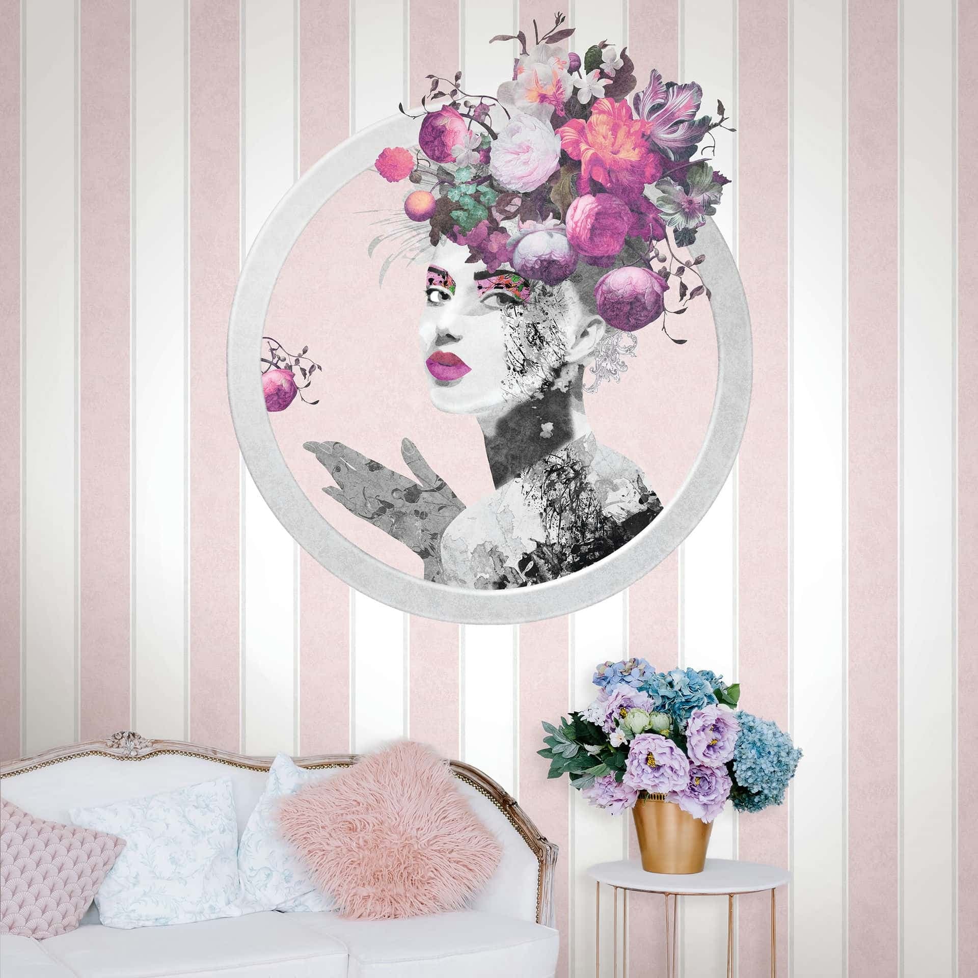 Fotomurale a strisce, strisce di faccia classiche, romantico opaco in bianco 2,70 x 1,59m