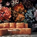 Fotomurale scuro Natura morta floreale con orchidee, ortensie e peonie 2,7 x 4,24 m