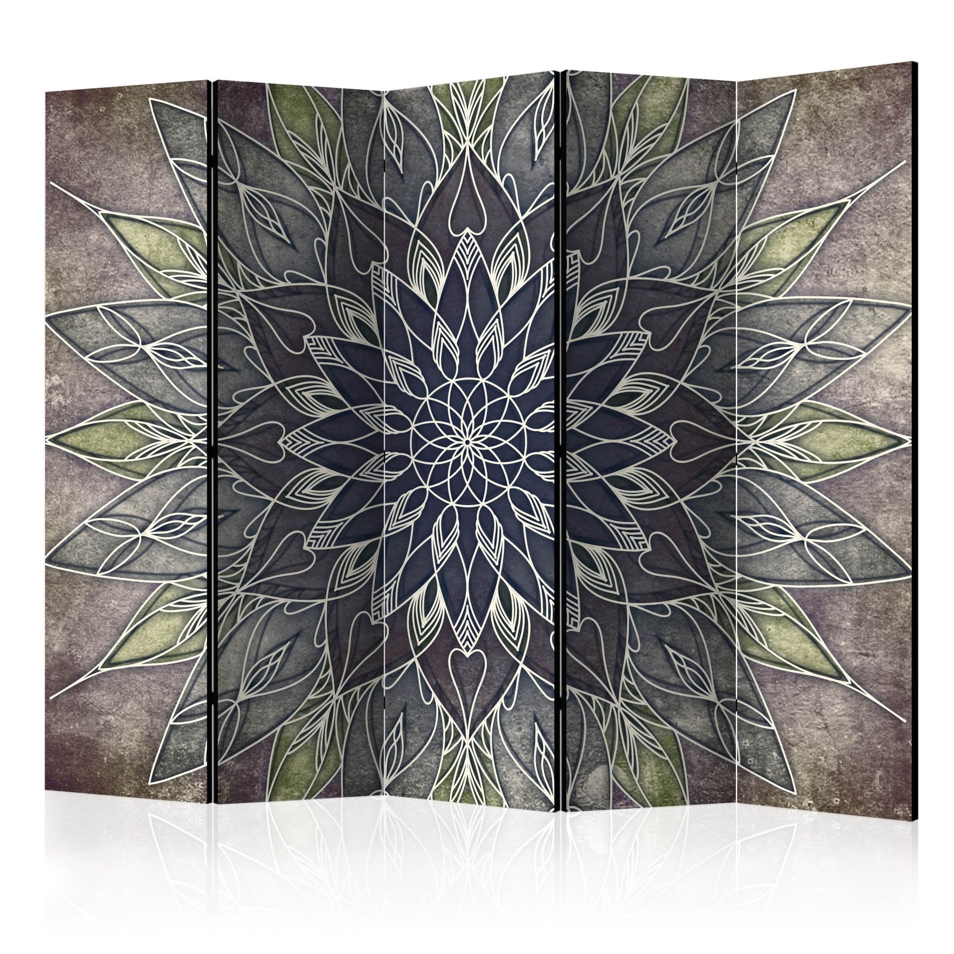 Schermo divisorio - Lamiera scura, 5 pezzi - 225x172 cm
