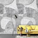 Fotomurale Forme astratte in grigio con struttura in stile metà secolo 3,4 x 2,12 m