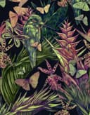 Fotomurale con motivo a airone nella giungla tropicale con farfalle e orchidea 3,4 x 2,65 m
