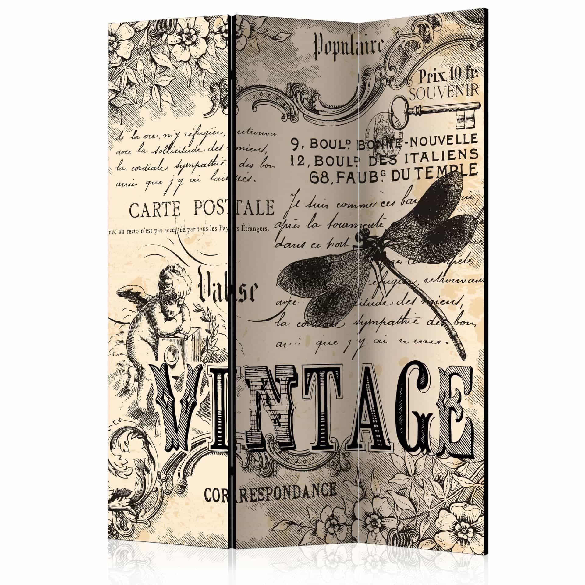 Paravento - Corrispondenza in stile vintage, 3 pezzi