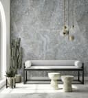 Fotomurale effetto marmo grigio pietra con struttura a onde e natura fine 2,7 x 2,12 m