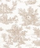 Carta da parati in tessuto non tessuto paesaggio, persone grafica classica opaca in beige 