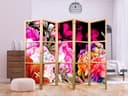 Parete divisoria giapponese - Splendore floreale, 3 pezzi