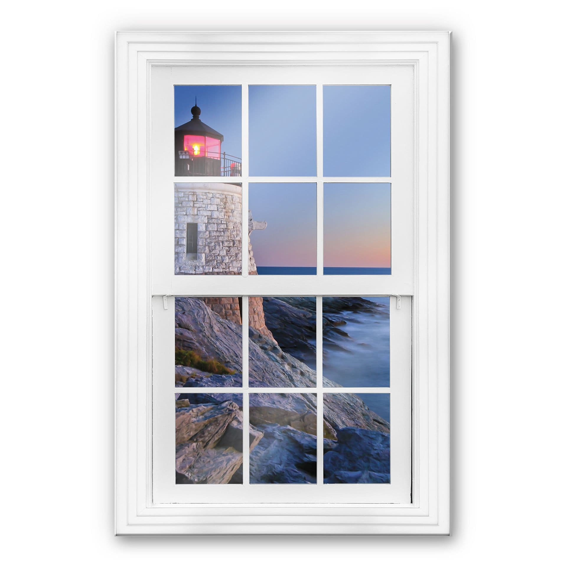 Glasbild 3D Fenster - Meerblick