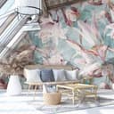Fotomurale Texture astratta con forme ornamentali in grigio blu 2,7 x 2,12 m