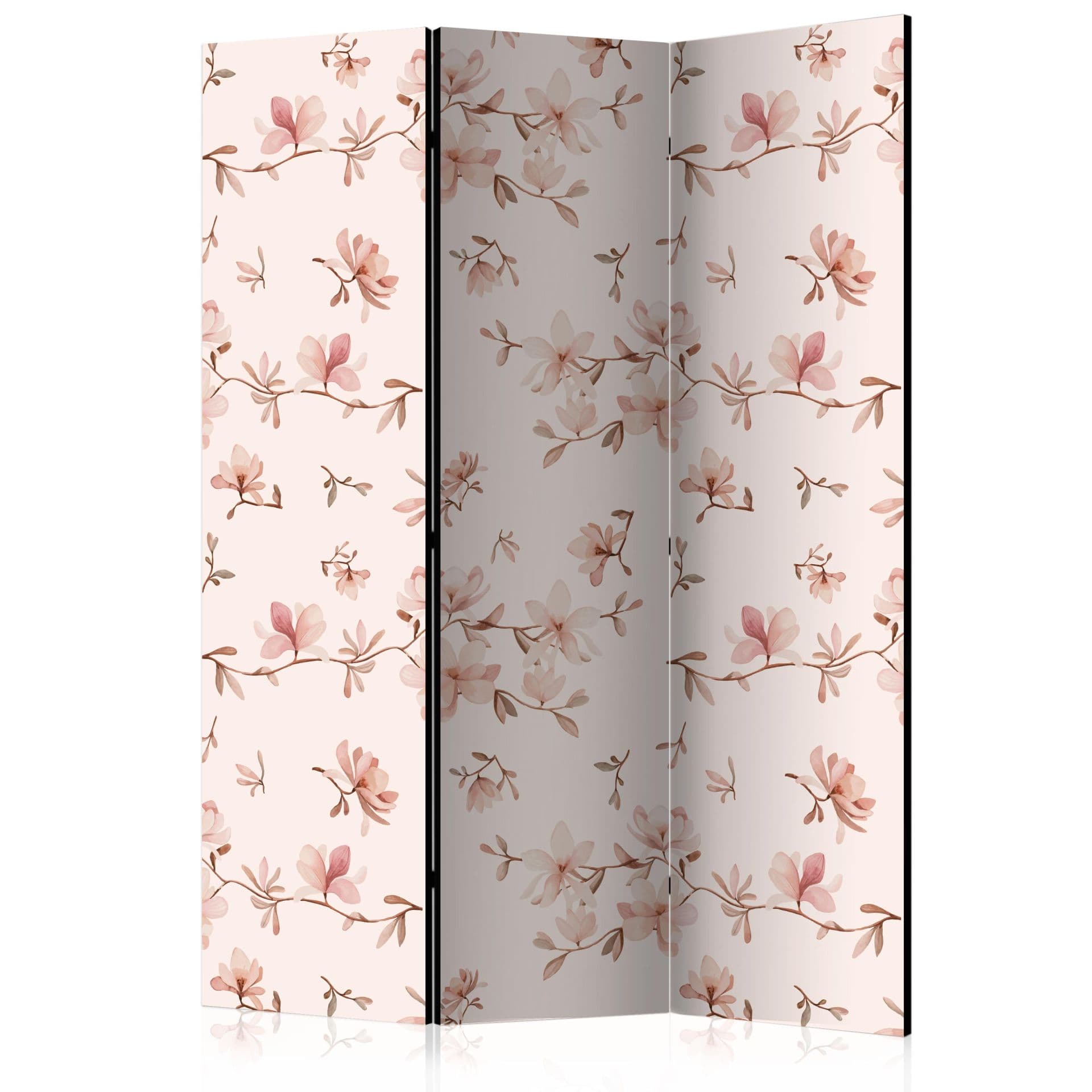 Paravento divisorio - Rami di magnolia, 3 pezzi - 135x172 cm