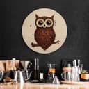 Stampa su legno Civetta di caffè - tondo