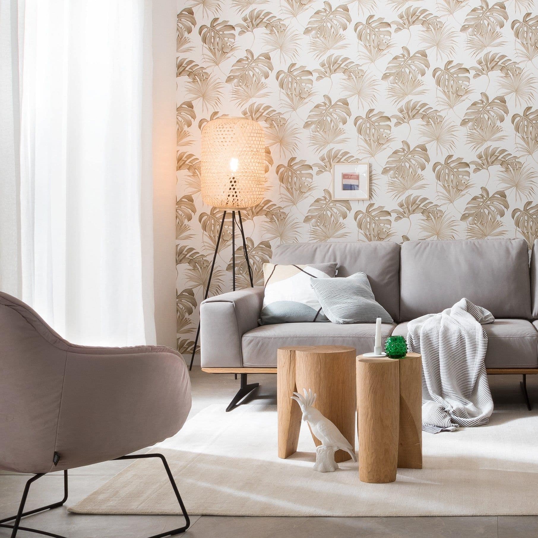 behang SCHÖNER-WOHNEN vliesbehang, bloembehang wit, beige