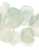 Fotomurale Forme acquerellate di colore grigio tenue con contorni color salvia 3,4 x 2,65 m