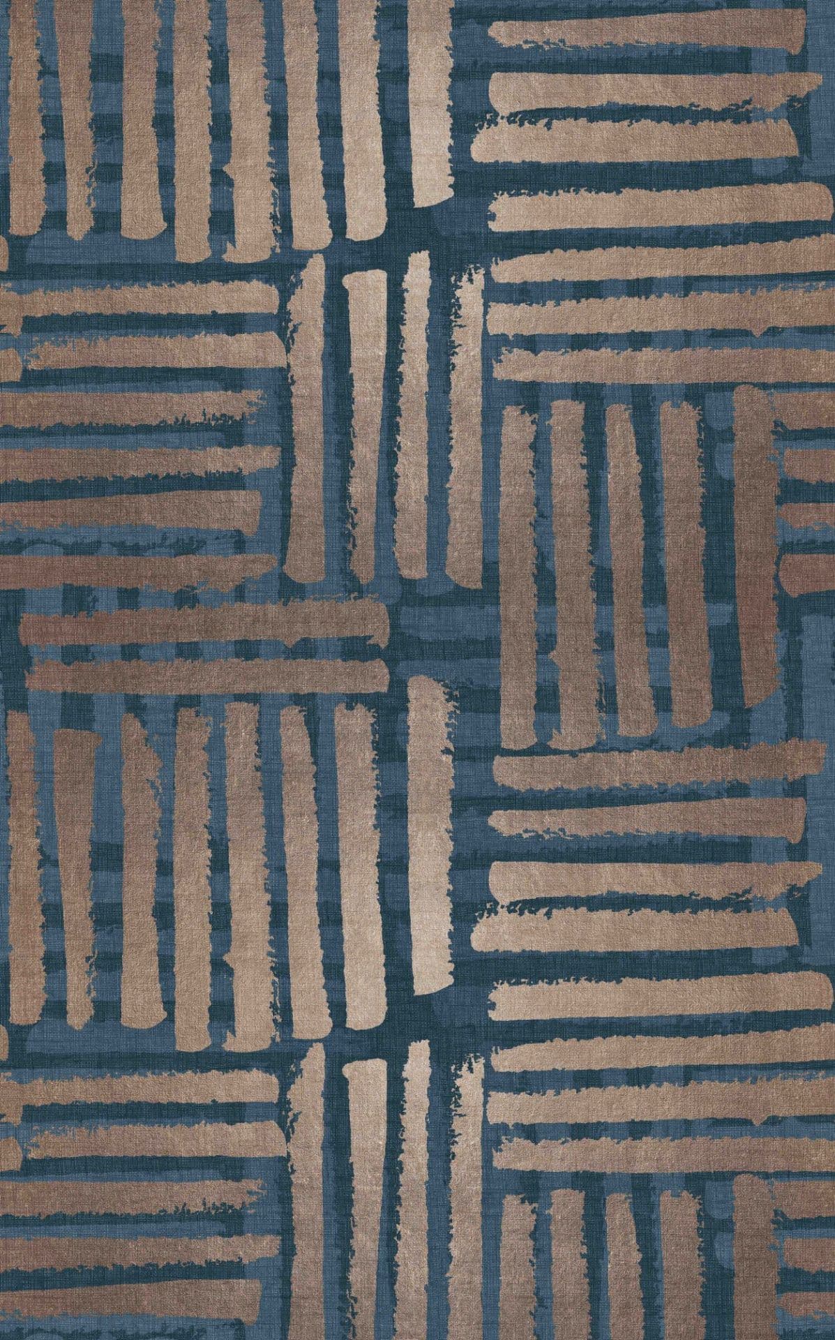 Fotomurale Fotomurale a strisce astratte blu e beige con effetto pennello 3,4 x 2,12 m