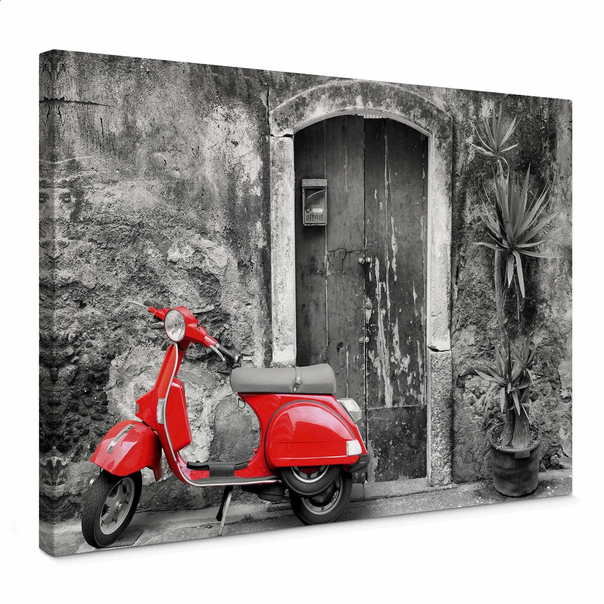 Stampa su tela - Motorino rosso in bianco e nero