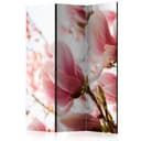 Schermo divisorio - Magnolia rosa, 3 pezzi