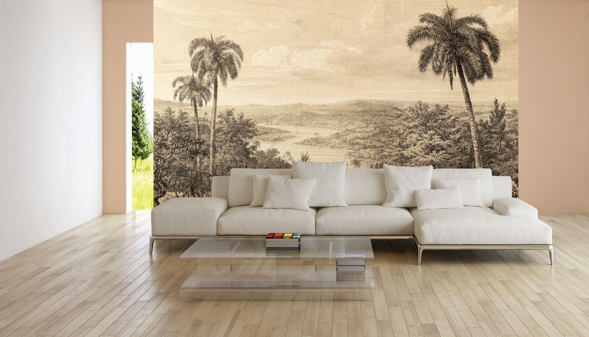 JungleVintage Carta da parati in beige crema - Tessuto non tessuto Designwalls 2 - 2,55 x 3,5 m