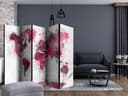 Divisorio - Mappamondo: acquerelli rossi , 5 pezzi - 225x172 cm