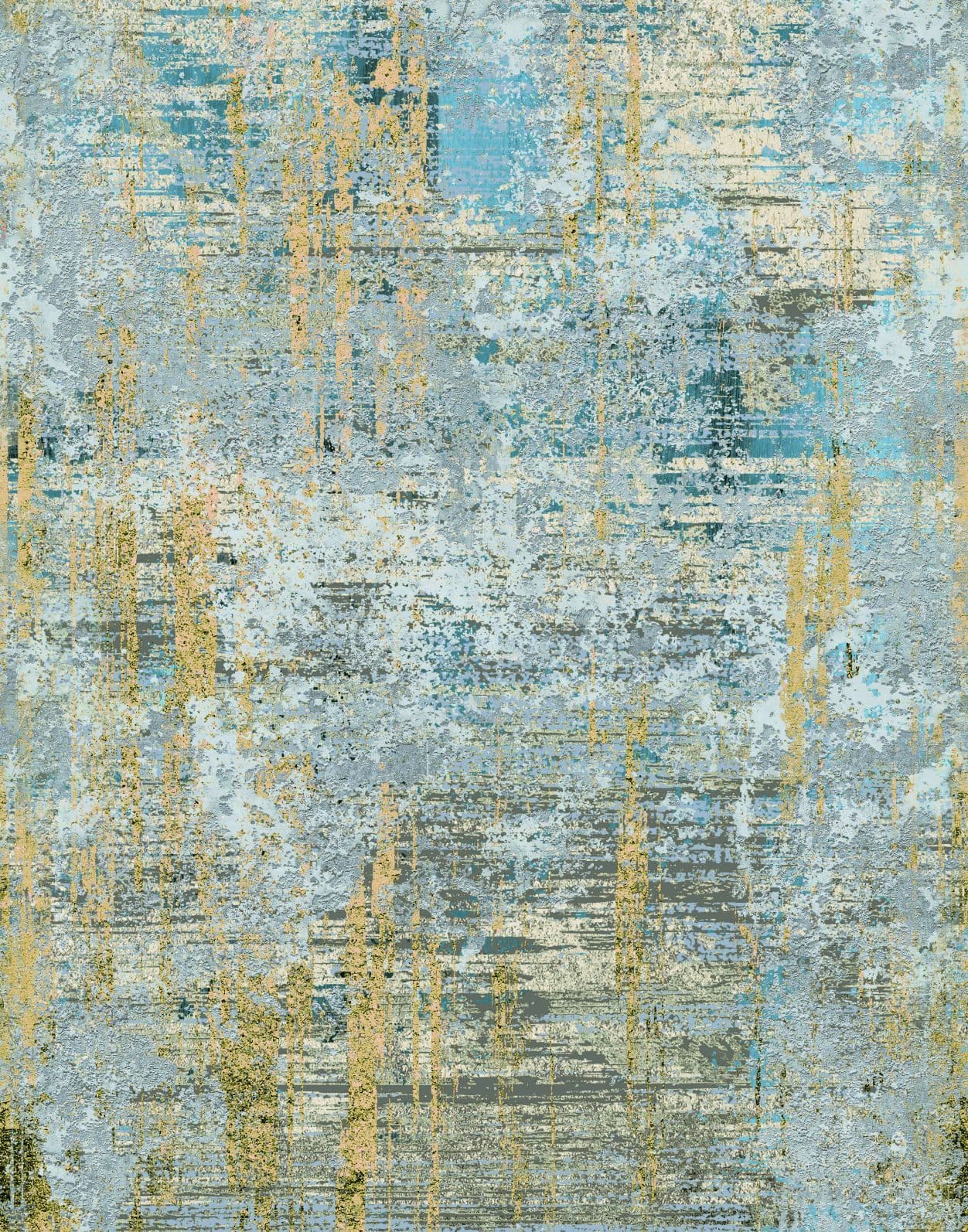 Fotomurale Texture murale astratta in grigio blu con accenti dorati in Used 2,7 x 2,12 m