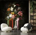 Fotomurale Barocco natura morta bouquet di fiori su sfondo scuro 3,4 x 3,18 m