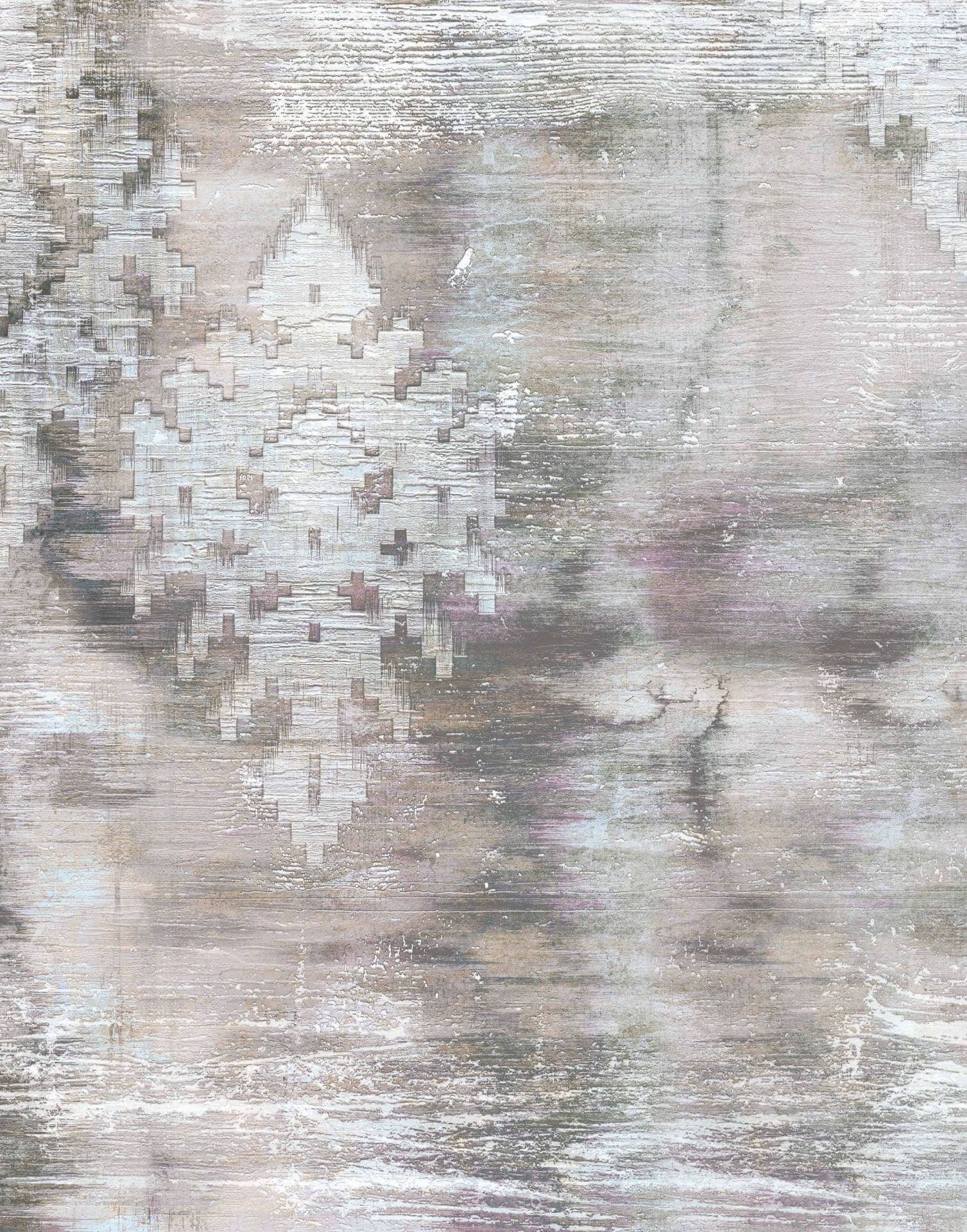Fotomurale con motivo astratto con motivi ornamentali in grigio beige 2,7 x 2,12 m