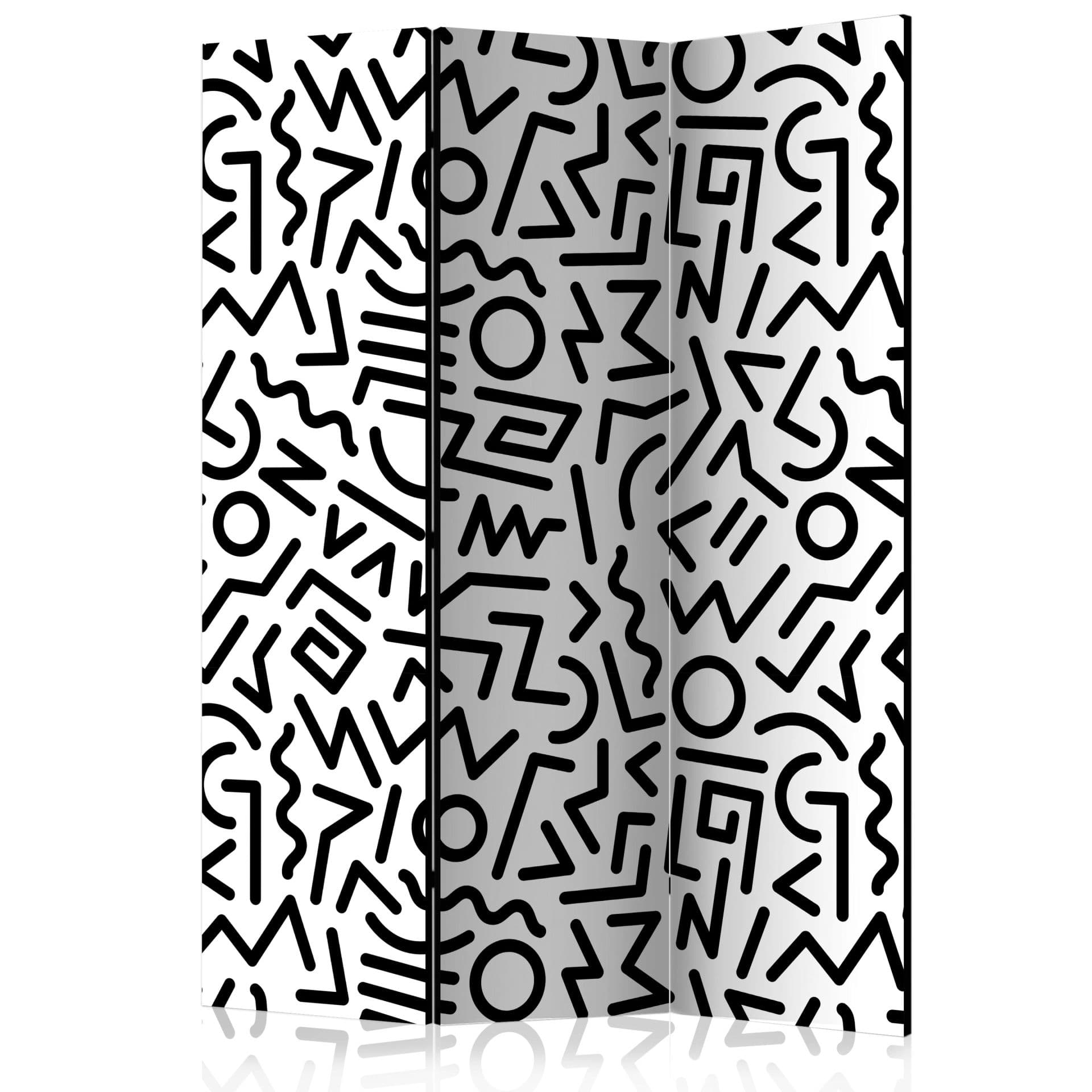 Divisorio per sala - Labirinto bianco e nero, 3 pezzi