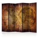 Divisorio - Mappamondo - Mondo su vecchia mappa , 5 pezzi - 225x172 cm