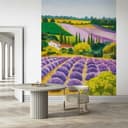 Fotomurale paesaggio grafico natura opaco in viola per soggiorno 2,70 x 2,12m