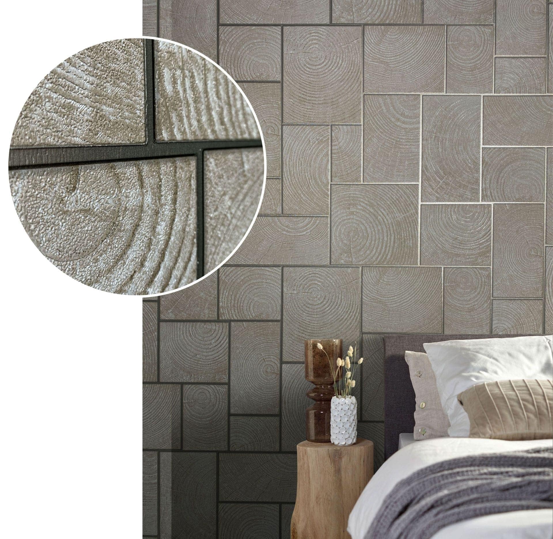 Tessuto non tessuto, carta da parati grafica Natural Opulence beige