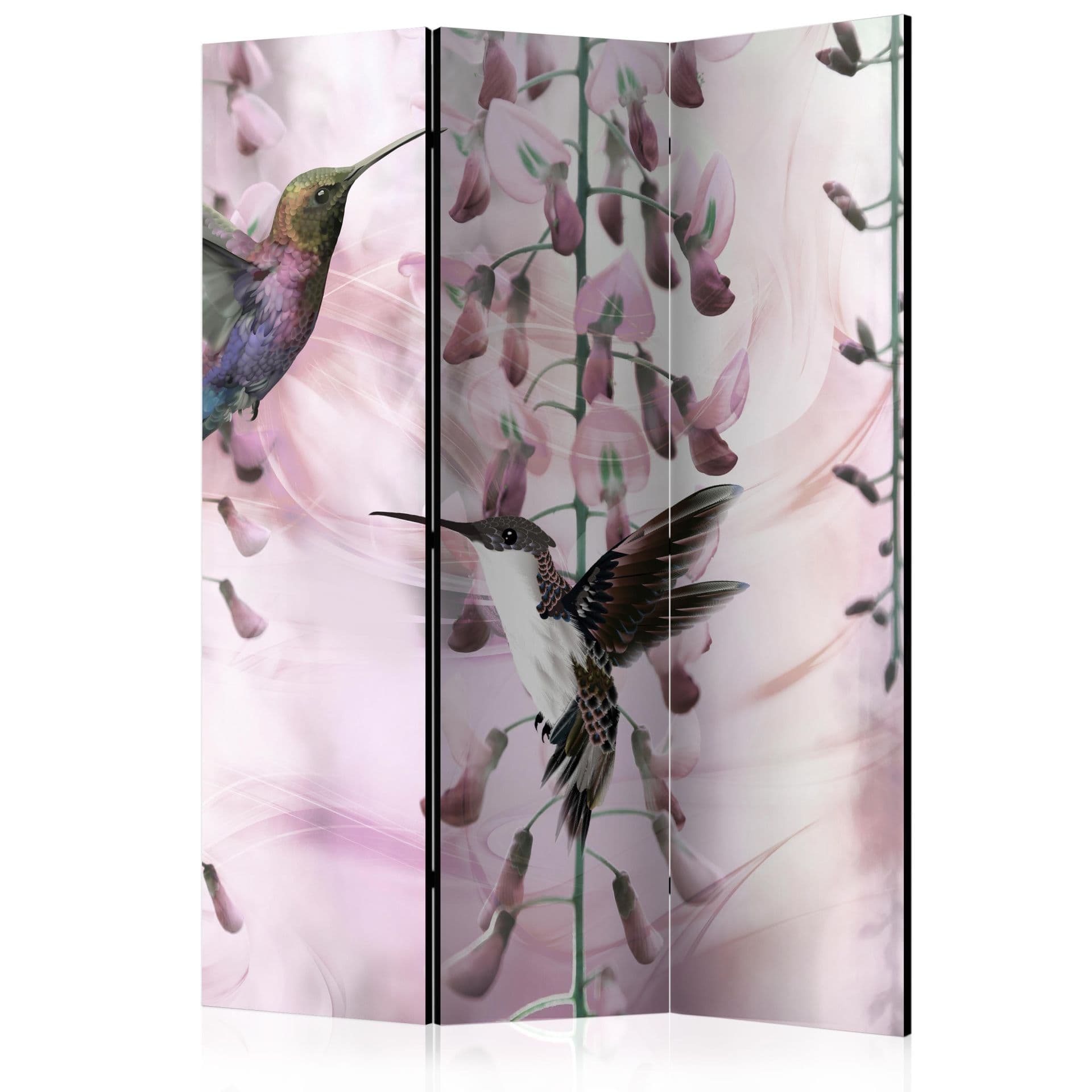 Divisorio per sala - Colibrì in volo (rosa), 3 pezzi