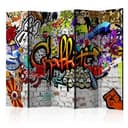 Divisorio per ambienti - Graffiti colorati, 5 pezzi - 225x172 cm