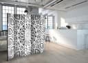 Divisorio per sala - Mandala bianco, 5 pezzi - 225x172 cm