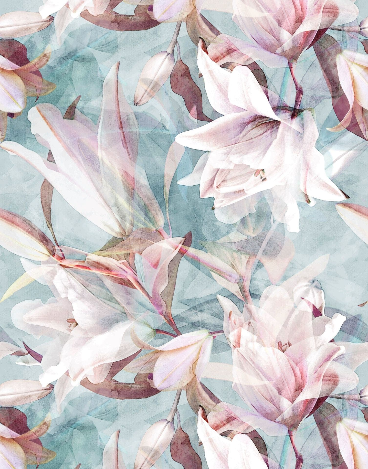 Fotomurale Texture astratta con forme ornamentali in grigio blu 2,7 x 2,12 m