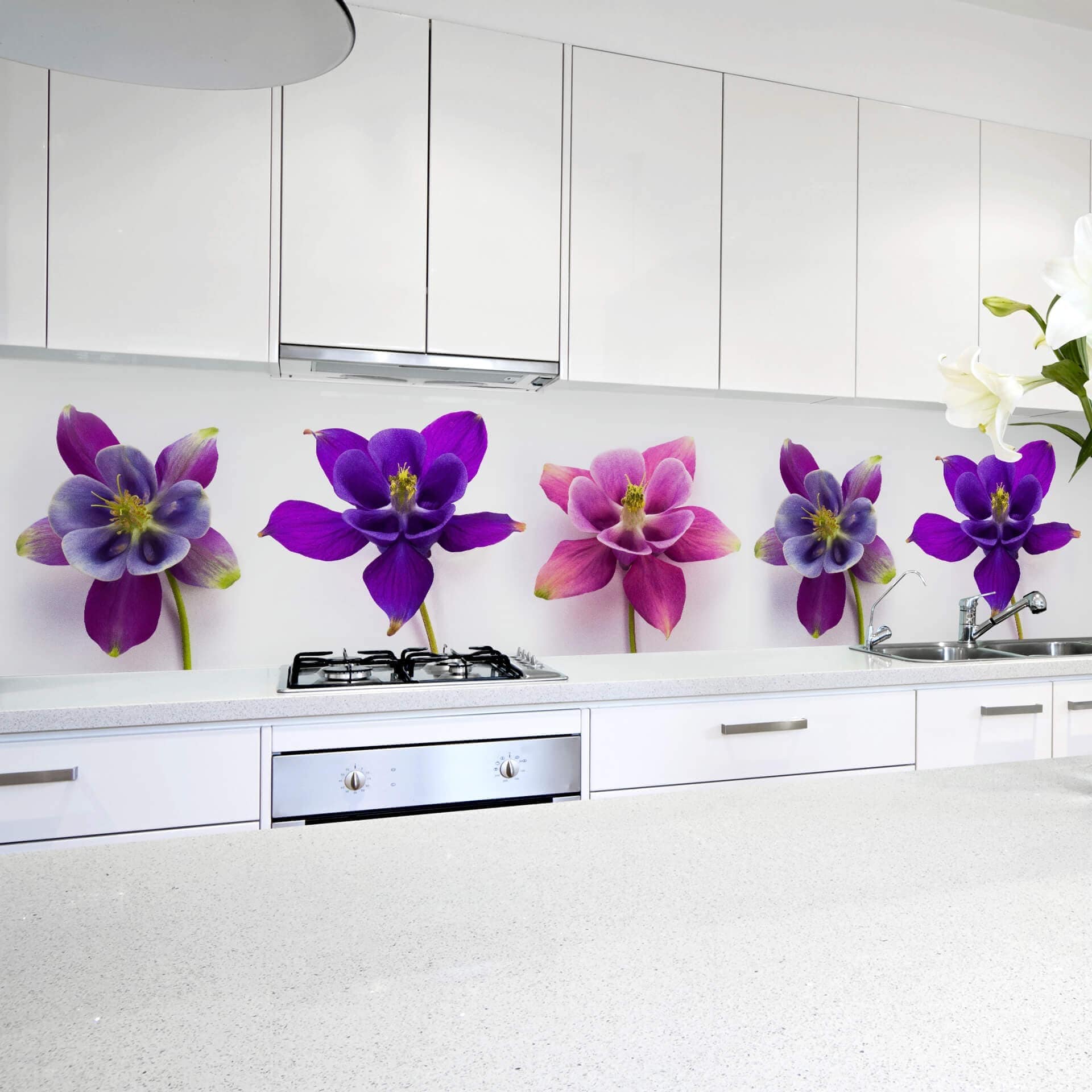 Rivestimento per cucina in Alu-Dibond – Fiori rosa