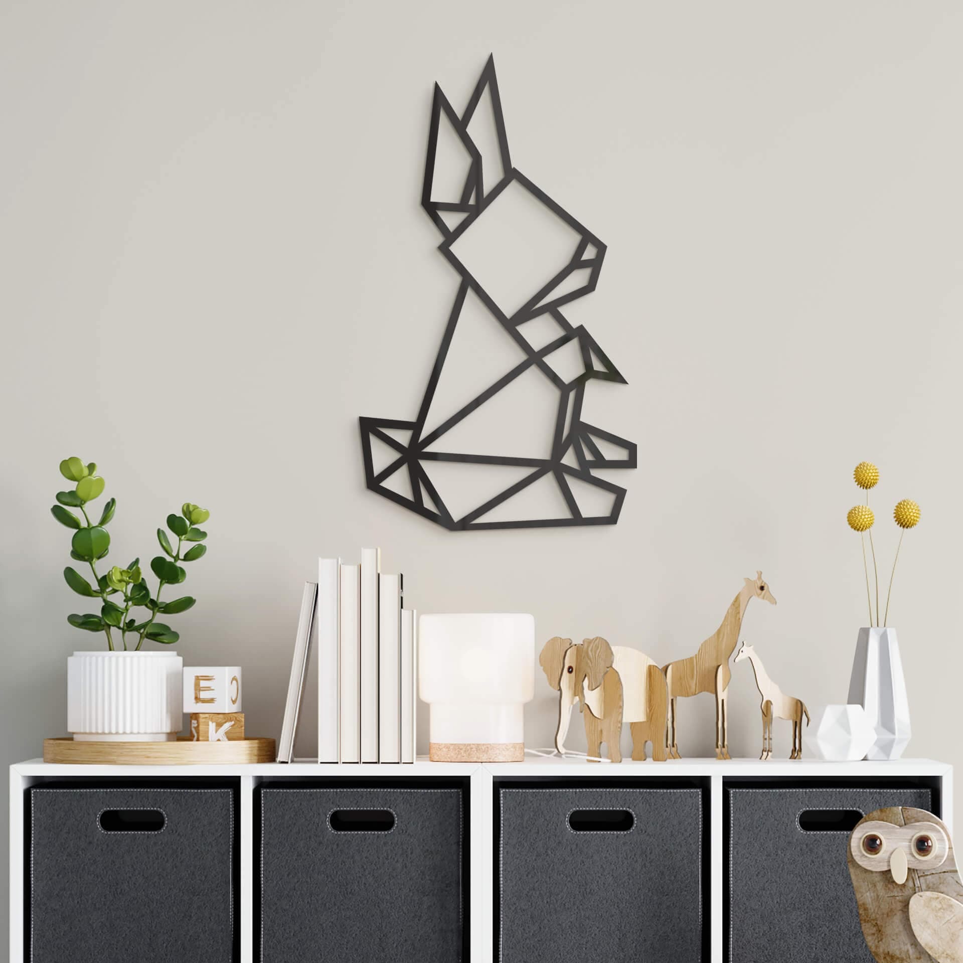 Decoro in acrilico origami - Coniglio