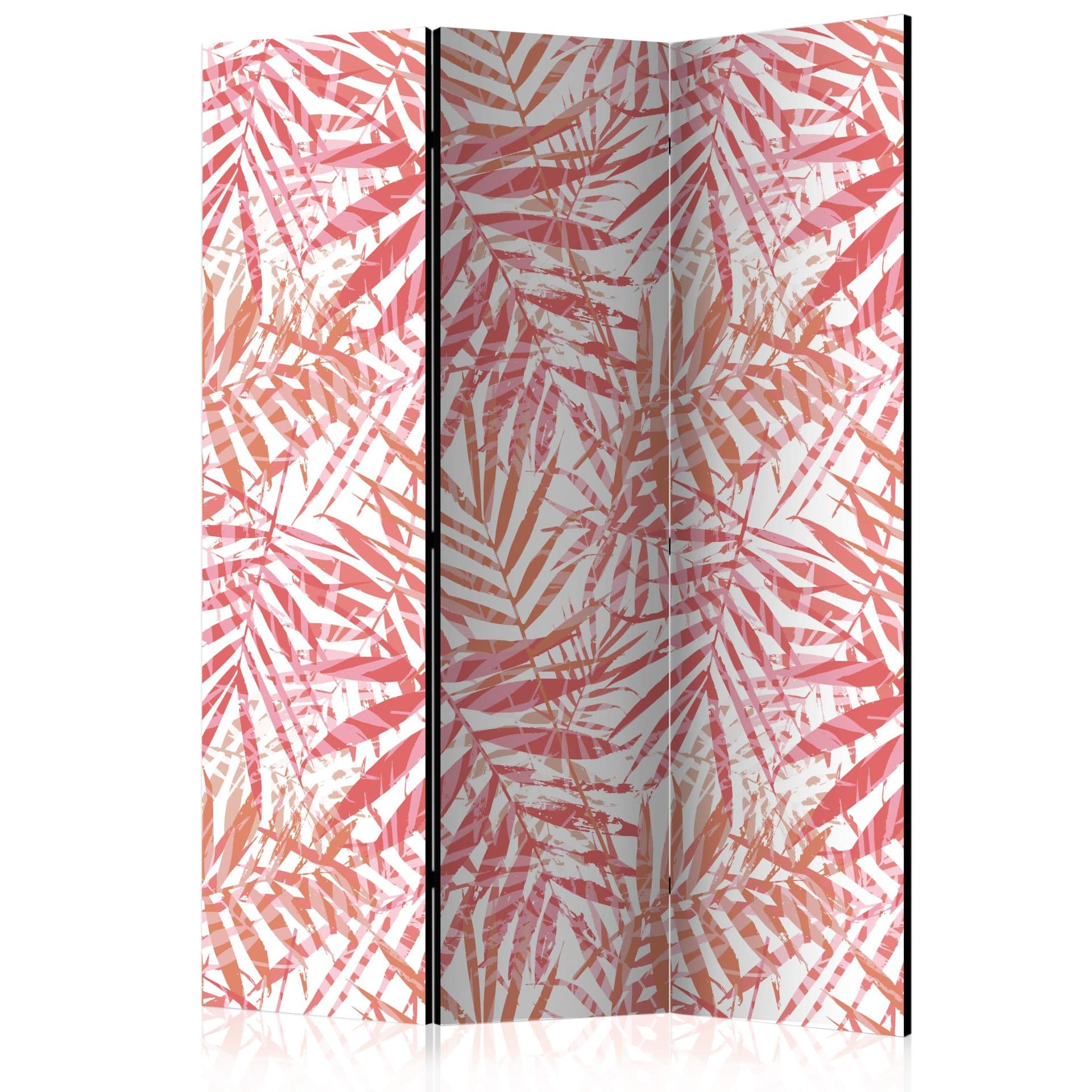 Schermo divisorio - Palme rosse, 3 pezzi - 135x172 cm