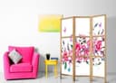 Parete divisoria giapponese - Stile giapponese: fiori e farfalle, 3 pezzi