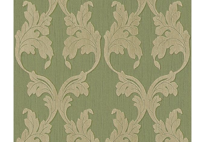 Architects Paper - carta da parati in tessuto serie "Tessuto" colore verde reseda, grigio-giallo