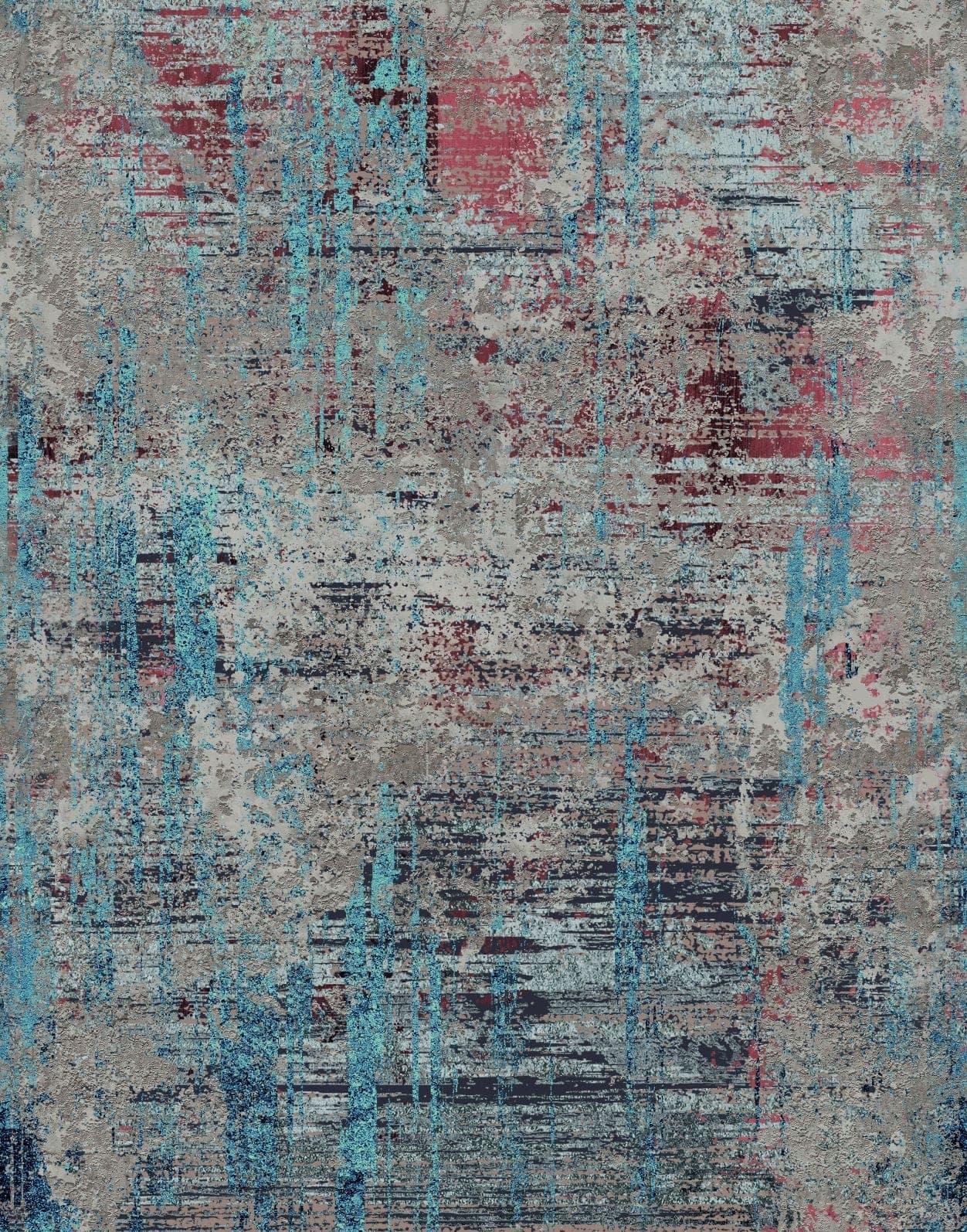 Fotomurale Aspetto astratto del cemento in grigio con blu e rosso ruggine in usato 2,7 x 2,12 m