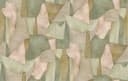 Fotomurale con motivo Forme astratte in verde salvia e beige con lino 2,7 x 4,24 m