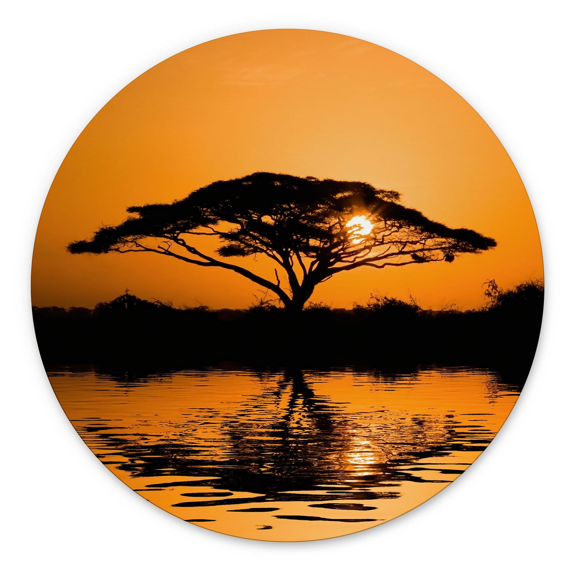 Stampe per pareti Africa | Paesaggio romantico per il soggiorno - Alu-Dibond Round