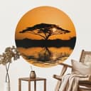 Adesivo murale Africa | Paesaggio al tramonto - Rotondo