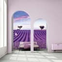 Fotomurale paesaggio, campi natura grafica opaca in viola per soggiorno 2,70 x 2,12m