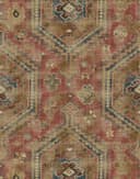 Fotomurale con motivo tappeto vintage in rosso ruggine e oliva 3,4 x 2,65 m