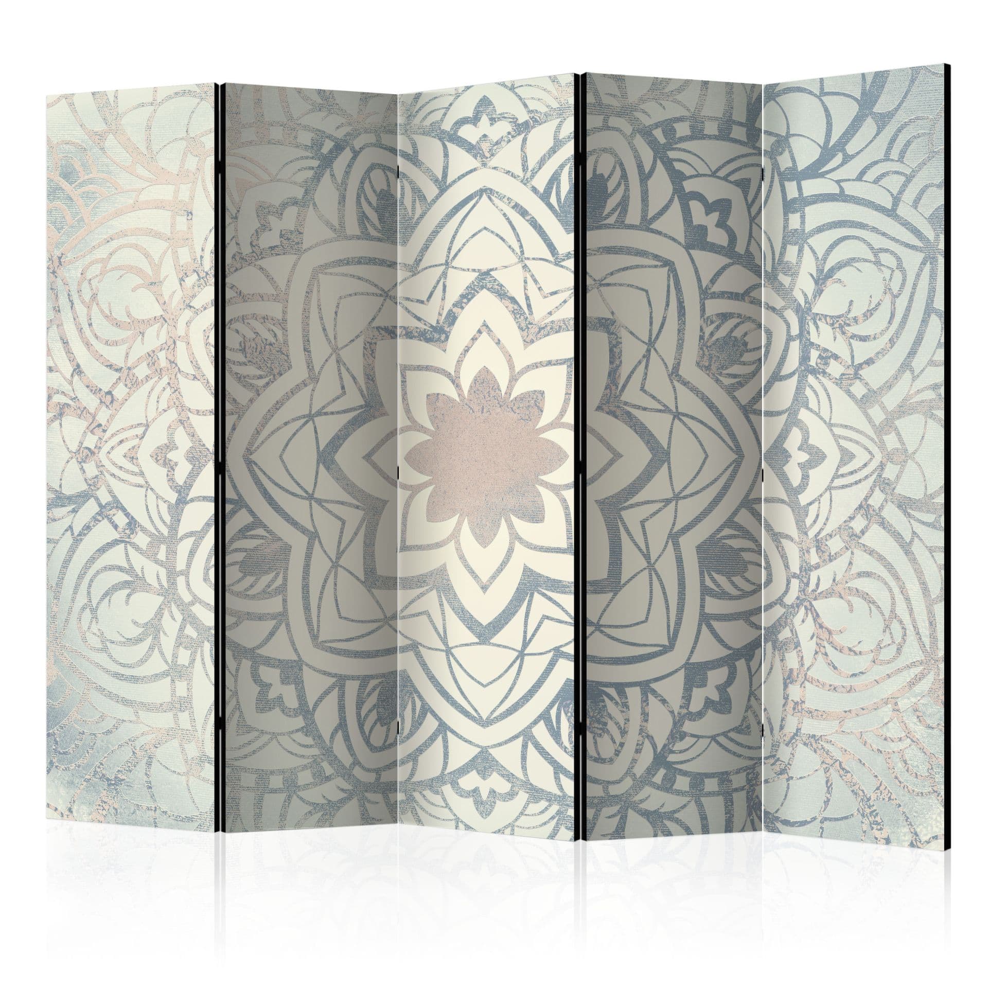 Schermo divisorio - Mandala invernale, 5 pezzi - 225x172 cm