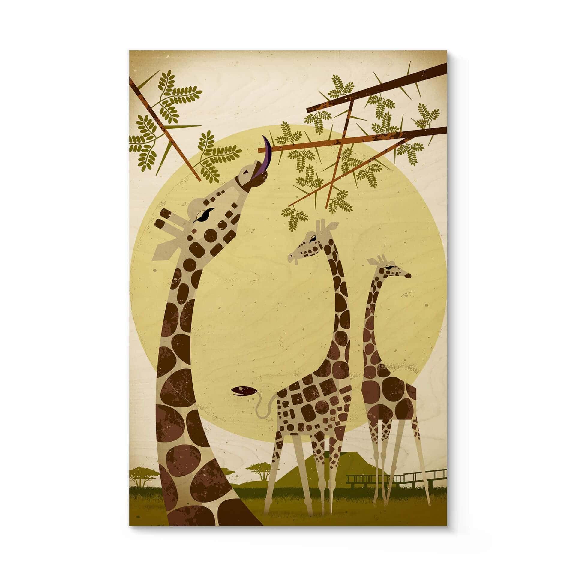 Stampa su legno Braun - Giraffe